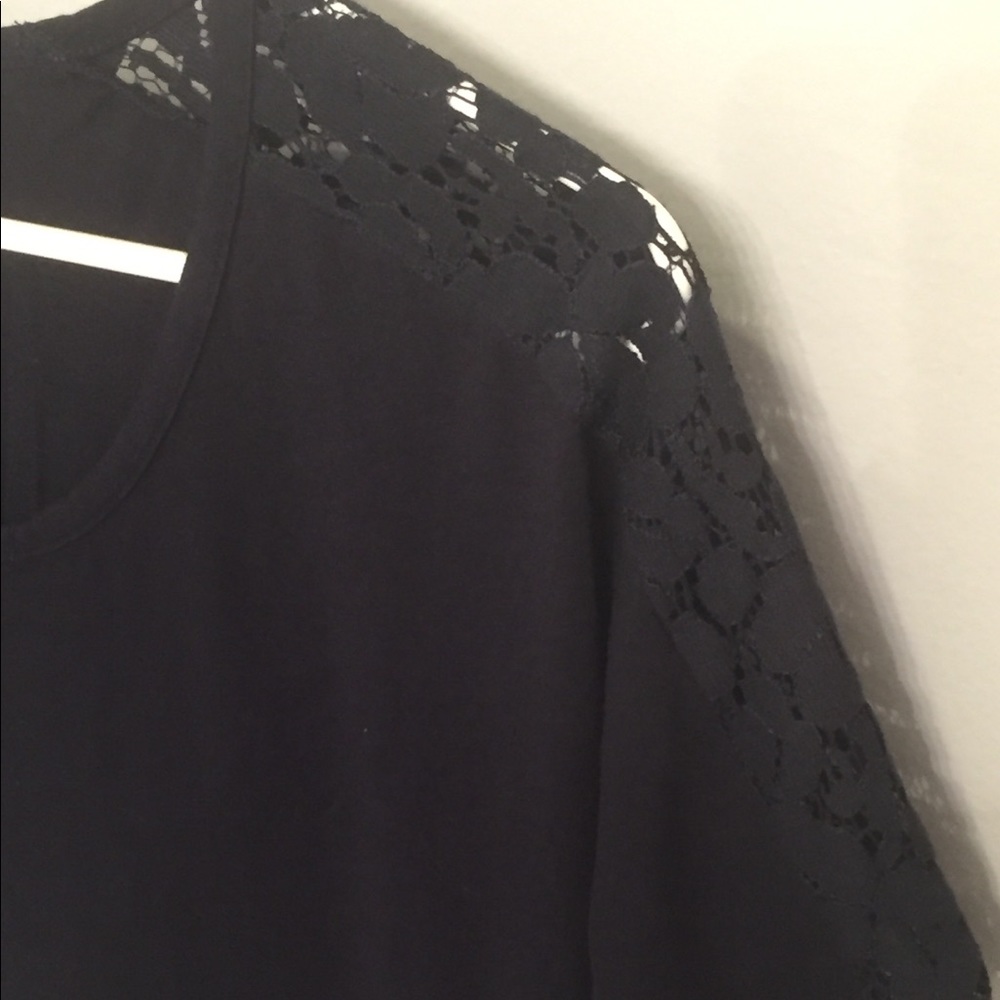 JCP Navy Blue T-shirt Lace Shoulders
